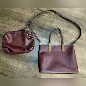 Joy Susan Medium leather tote with pouch